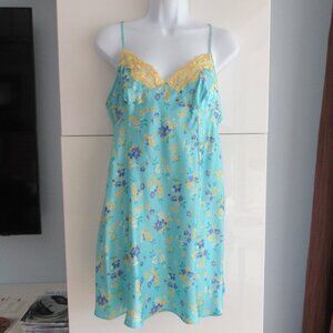 New Victoria Secret Size L, Satin Lace -Trim Mini Slip Floral Dress Coquette